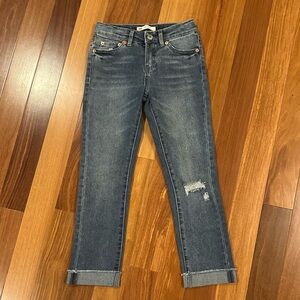 Levi's Girlfriend Girls Size 8 Reg Distressed Jeans with Cuff - Like New!